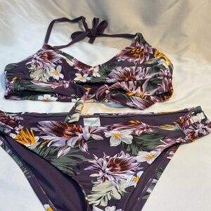 Kona Sol Floral Bikini in Purple and Green